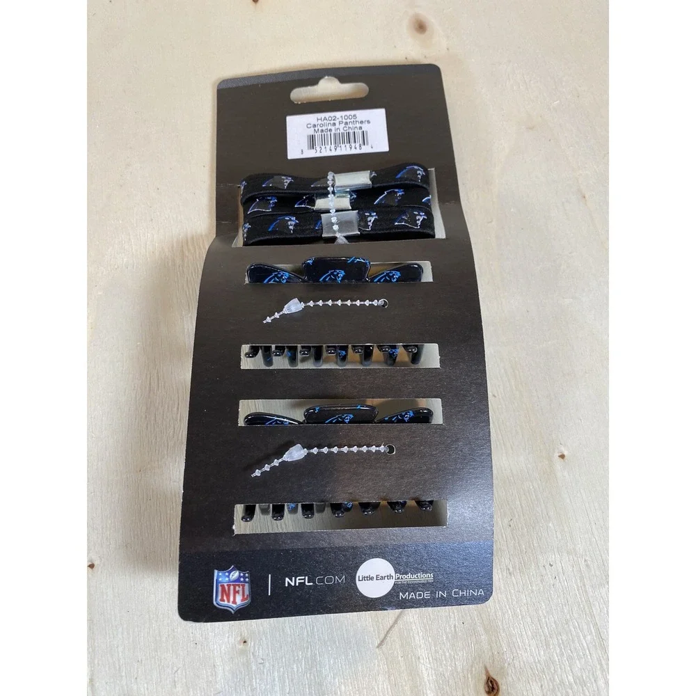 Carolina Panthers NFL Football Hair Accessories 5 Piece Set Ponytail Band‎ Clips